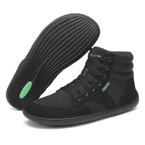 SAGUARO Barfußschuhe Damen Herren - Barfuss Schuhe Damen Outdoor Barfusschuhe High-Top Barefoot Shoes mit Zero-Drop Sohle Schwarz, Gr.39