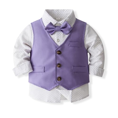 Image of Baby Boys' 4-Piece Tuxedo Set with Dress Shirt, Vest, Pants, and Tie