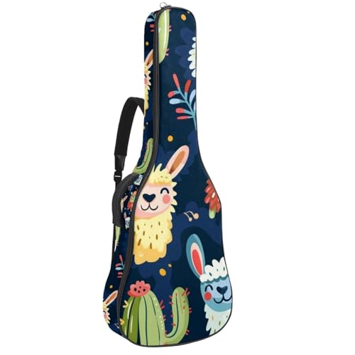 Housse de guitare antichoc éponge épaisse motif alpaga et cactus