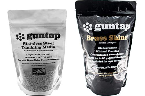 guntap Stainless Steel Tumbling Media + Brass Shine Powdered Detergent Bundle