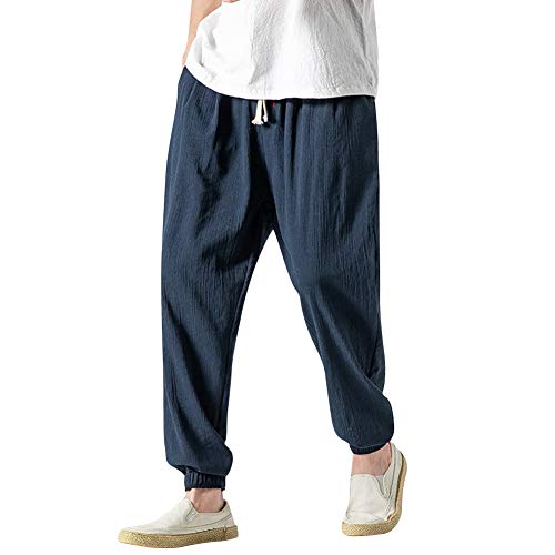Pantalon de plage homme bleu marine en coton et lin taille S Sandbank