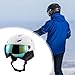 Zxpjkyu Snowboard Helmet Skateboard Helmet Protection Goggles Earmuff for Adults Windproof Ski Helmet Snow Helmet for Outdoor Cold, White 51 to 54cm