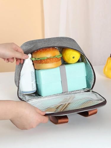 Image of Nibbler Insulated Lunch Bag for Office, School, Men, Women, Tiffin Pouch Bag, Hot & Cold Lunch Box Bags for Boys, and Girls (Grey)