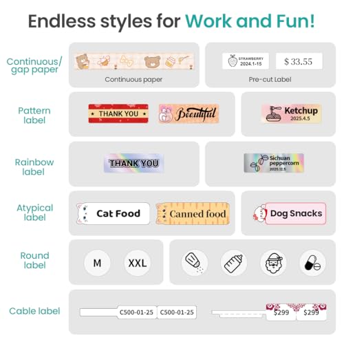 Phomemo D35 Etikettendrucker, Mini Bluetooth Etikettiergerät Tragbarer beschriftungsgerät selbstklebend Labeldrucker, Handgerät Kabelloser Label Printer Für Zuhause, Büro, Schule