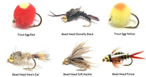 Feeder Creek Fly Fishing Assortment - 18 Flies in 6 Patterns and Variety