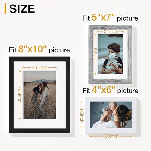 Image of Vittanly 12 Pack Picture Frames Collage Wall Decor for Mounting or Tabletop Display, Gallery Wall Frame Set for Family, Multi Sizes Including 4pcs 8x10, 4pcs 5x7, 4pcs 4x6, Black, Grey and White