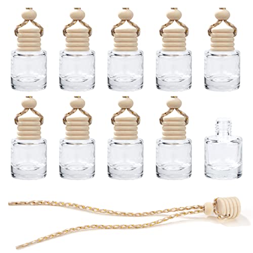 Ambientador de Aire para Coche 8ml Vacía Aromaterapia Ambientadores para Coche para Colgar Perfume Difusor de Aceites Esenciales Decoración Accesorios 10 Piezas transparente