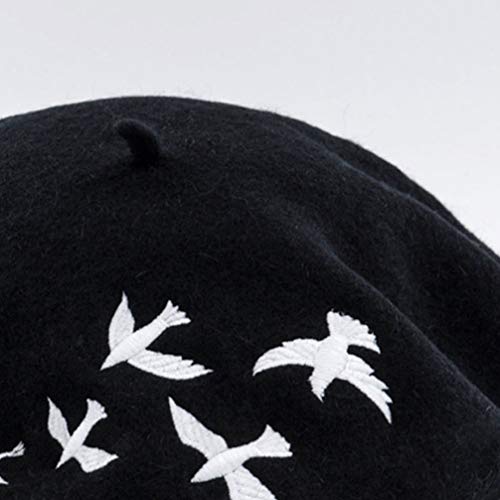 Fenical French Caps Lightweight Women Beret Warm Fashion Hat Leopard Printing Painter Hat Retro Painter Headdress For Women Lady (Black) French Hat Beret Women Ladies Girl #TOP1