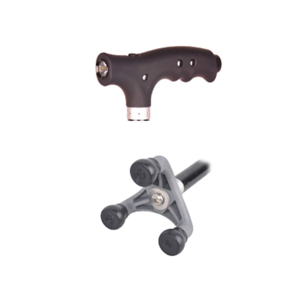 Soporte para bastón para Caminar Muleta para Ancianos Ancianos Telestable Antideslizante Ligero Altura Ajustable con 3 pies y luz LED Bastones Negros, muletas