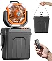 KCONBS Portable Misting Fan for Outdoors Patios, 20000mAh Rechargeable, 6L Quiet Air Cooling with Remote, 4 Speeds, Spray, 30 dB Camping Fan for Bedroom, Office (Orange)