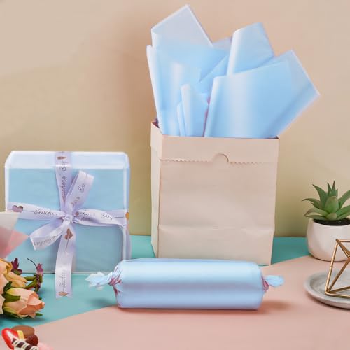 Image of Light Blue Tissue Paper for Gift Bags - 30 Sheets of Light Blue Wrapping Tissue Paper Bulk Packaging Paper for Weddings Birthday DIY Project Christmas Gift Wrapping Crafts Decor (14 x 20 Inch)