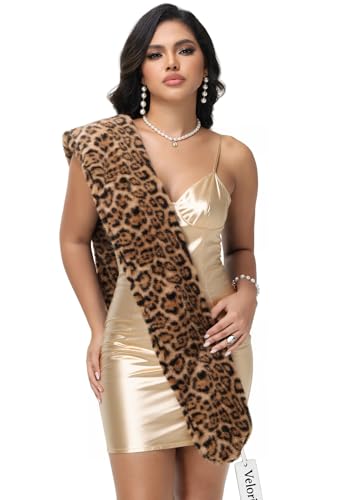 Long Women's Faux Fur Shawl Wrap, Cold Winter Warm Fur Stole Scarves Shawl Shrug Neck Warmer, Party Faux Fur Scarf