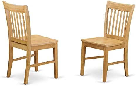East West Furniture Norfolk mid-century dining chairs - Wooden Seat and OAK Solid wood Frame modern dining chair set of 2