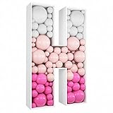 JW Passion - Premium Quality, Made With Passion 3FT Tall Mosaic Balloon Frame Letters Big Marquee Light Up Letters DIY Kit for Birthday Party Wedding Backdrop Decor Letter H Pre-Cut Foam Board