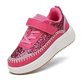 TOTOMONA Toddler Girl Glitter Shoes Kids Platform Sneakers Boys Tennis Shoes with Hook and Loop Pink 11 Toddler