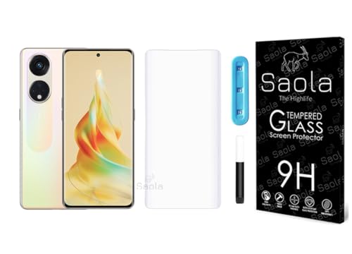 Image of Saola Curved UV Tempered Glass For Oppo Reno 8T 5G. Comes With UV Light & Glue For Finest Pasting. Edge To Edge Protection With Case Friendly Fit. (Pack Of 1)