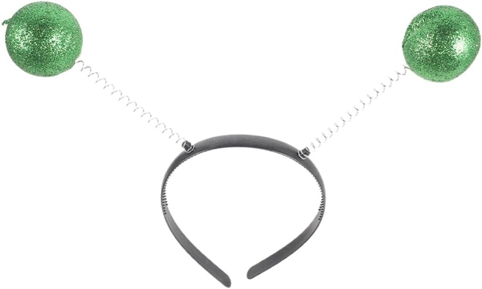 FRCOLORShiny Silver Alien Antenna Headband.Mars Antenna Headband.Silver Holographic Chunky Alien Headband.Glitter Disco Ball Boppers For