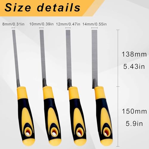 4 Stück Putzkelle schmal ergonomisch, Breiten 8, 10, 12, 14 mm, Fugenkelle edelstahl, Fugenkellen mit softgriff, Kohlenstoffstahl Fugenkellen Set, Fugenkelle, geeignet für Bau- und Keramikfliesen.
