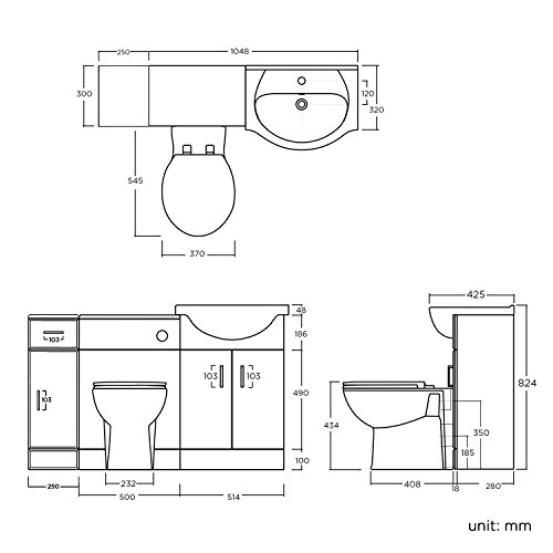 1200 mm White Gloss Bathroom Vanity Furniture Basin Unit + Back to Wall Toilet