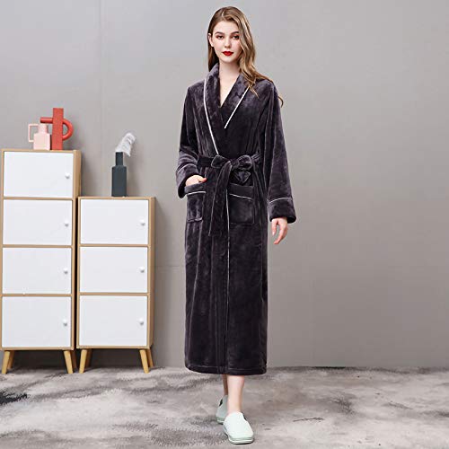 Yaxuan Long Bath Robe Plush Soft Fleece Bathrobes Nightgown Ladies Pajamas Sleepwear Housecoat for Ladies,Black,XXXL