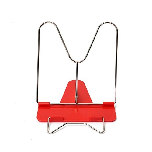Emilyisky Conveniente Ángulo Duradero Ajustable Plegable Portátil Libro de Lectura Soporte para Documentos Escritorio Soporte de Oficina Estante de Acero Inoxidable Base de plástico Rojo