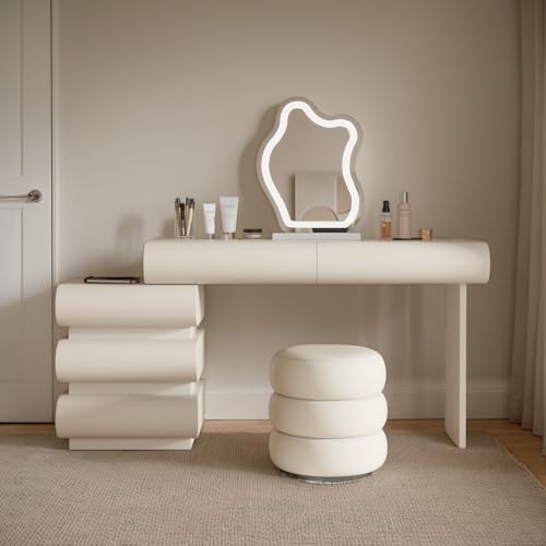 IKuinen White Makeup Vanity Desk