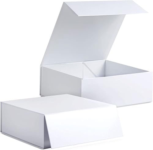 Vista 33 de Stockroom Plus Cajas de regalo con tapas, 9.5 x 9.5 x 3.5 pulgadas, paquete de 6 unidades, color negro brillante, cierre magnético y fundas