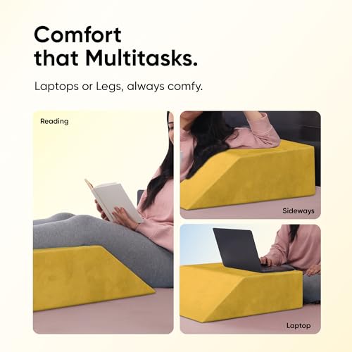Image of Frido Leg Elevation Wedge Pillow for Edema, Varicose Veins, Fracture | High Resilience Foam Cushion for Leg, Knee & Thigh Support | Back Pain & Swelling Relief | Lightweight (Mustard Yellow)