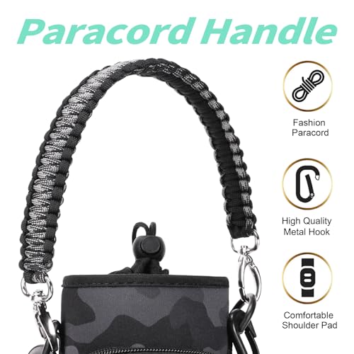 Image of Neoprene 128 oz Water Bottle Sleeve, Metal Water Jug Sling Bag with Paracord Handle & 4 Pockets, One Gallon Sport Bottle Crossbody Carrier Bag with Adjustable Shoulder Strap-Wild Rose