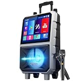 GEARDON 15.6' Full HD Touch Screen Karaoke Machine for Adults, Lyrics Display, Smart Karaoke System, WiFi YouTube Video Playback, 2 Wireless Mics, Portable Bluetooth Speaker for Outdoor Party