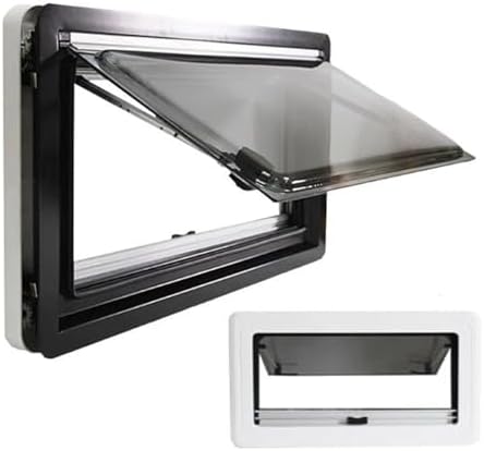 Hinged Motorhome Caravan Window with Integrated Roller Blind & Fly Screen - Easy Push Design for Convenient Operation & Enhanced Ventilation