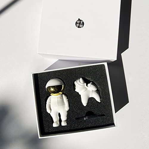 Olodo Astronaut Figurine Decor, Astronaut Statue,Spaceman Sculpture Desk Toy Space Dog Astronaut Figure Room Statue Decoration Bedroom (2Pcs Combination) (White) #TOP5