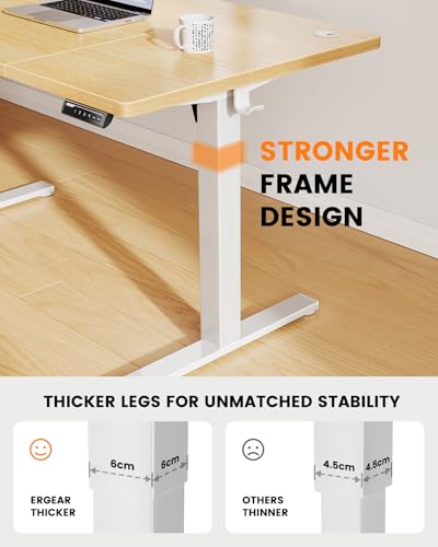 ErGear Elektryczne Biurko z Regulacją Wysokości - 160 x 80 cm - Obciążenie 100 kg, Zaawansowany Silnik Bezszczotkowy, Cicha Praca, Solidna Metalowa Rama