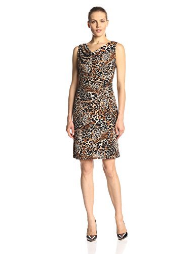 Evan Picone Women's Sleeveless Cowl-Neck Leopard-Print Dress