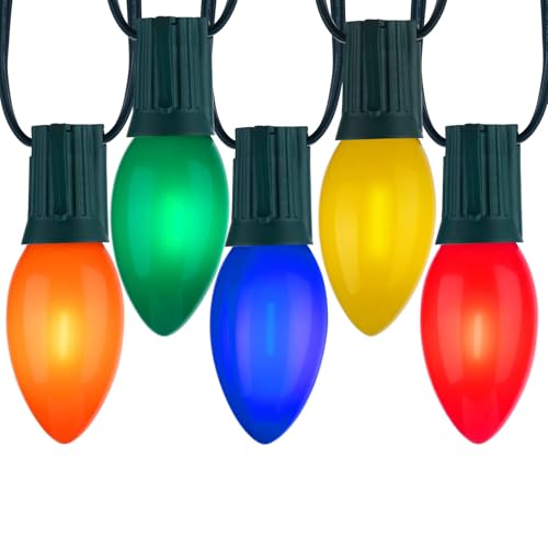 Vintage Christmas Lights Outdoor, 100Ft C9 String Lights with 100 LED Bulbs