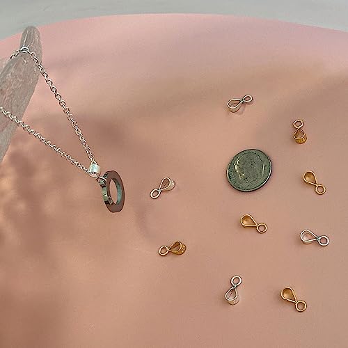 10Pcs 18K Gold Plated 925 Sterling Silver Slider Pendant Clasp For Necklace,Bails For Jewelry Making Pendant Bail Connector With Closed Loop Made In Italy #TOP4