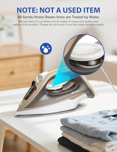 image for Sundu Irons Steamer for Clothes, 1500W Iron Non-Stick Ceramic Soleplat