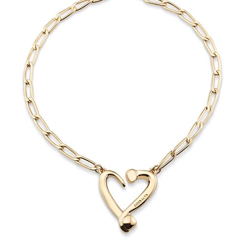 UNO de 50 | Collar | De Aleación De Metales | Bañados En Oro 18K | Eslabones Forma De Clavo | Corazón Mediano | Joya Artesanal | Hecho en España