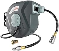 Poppstar Druckluftschlauchtrommel (Schlauch: 10m + 1m, Innendurchmesser 5/16\(8x12mm), 3/8\BSPT), Schlauchtrommel mit Automatik Aufroller für Druckluft Schlauch Grau