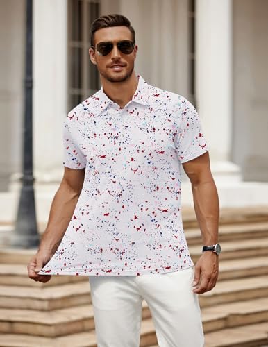 Image of COOFANDY Men's Polo Shirt Golf Quick Dry Performance Short Sleeve Moisture Wicking Athletic Polo Collared Tennis T-Shirt