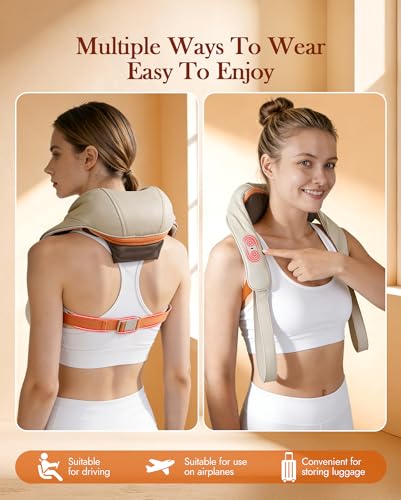 Image of Neck Massager with Heat Cordless: Shiatsu Back Shoulder Massage Tools for Pain Relief Deep Tissue Electric 4D Kneading for Muscle Remedy Lymphatic Drainage Gifts for Men Women Mom Dad