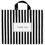 readikou [50-Pack] Black thank you bags for business,12"x15" Plastic shopping bags with handles Extr