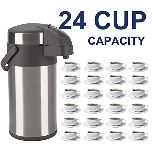 Cafetière isotherme à pompe 4 l grand format argenté double paroi