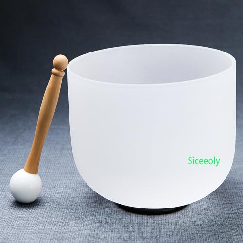 Siceeoly SZ-8"F NO BAG 8 Inch F Note White Crystal Singing Bowl Frosted Quartz Heart Chakra Meditation Sound Healing thumb #1