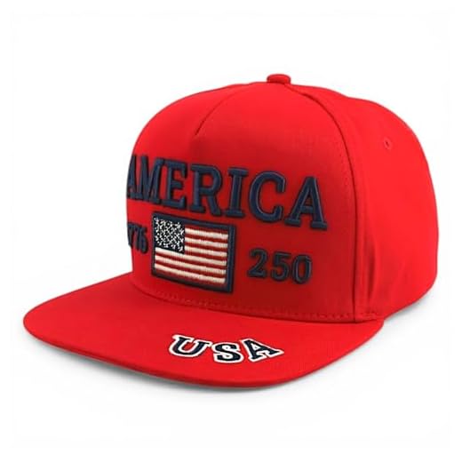 Trendy Apparel Shop 250th Anniversary USA Adjustable American Baseball Cap - Red Red