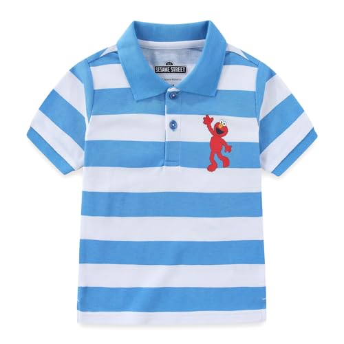 Sesame Street Elmo Baby Boys Short Sleeve Polo Shirt for Infant and Toddler, Blue, 12 Months