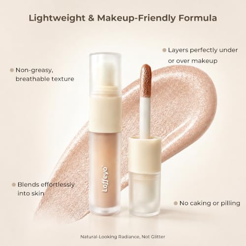 Loffeyo Dual-Ended Liquid Highlighter, Champagne Glow Brightening Serum - 3