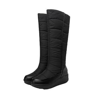 Womens Faux Fur Warm Thermal Waterproof Outdoor Walking Snow Winter Anti-slip Calf Boots Womens Platform Snow Boots