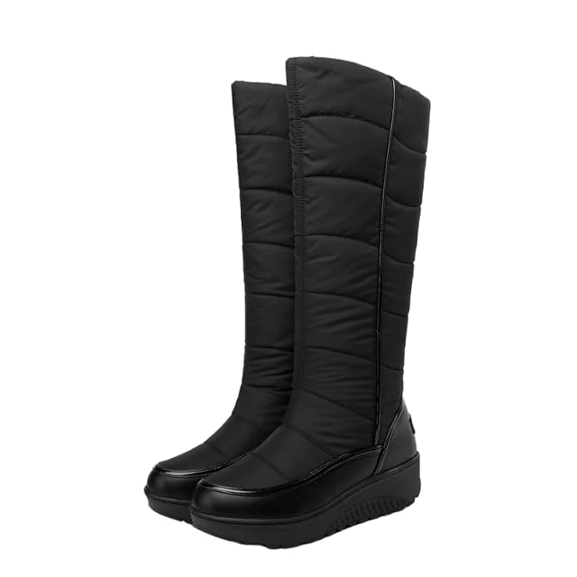 Womens Faux Fur Warm Thermal Waterproof Outdoor Walking Snow Winter Anti-slip Calf Boots Womens Platform Snow Boots