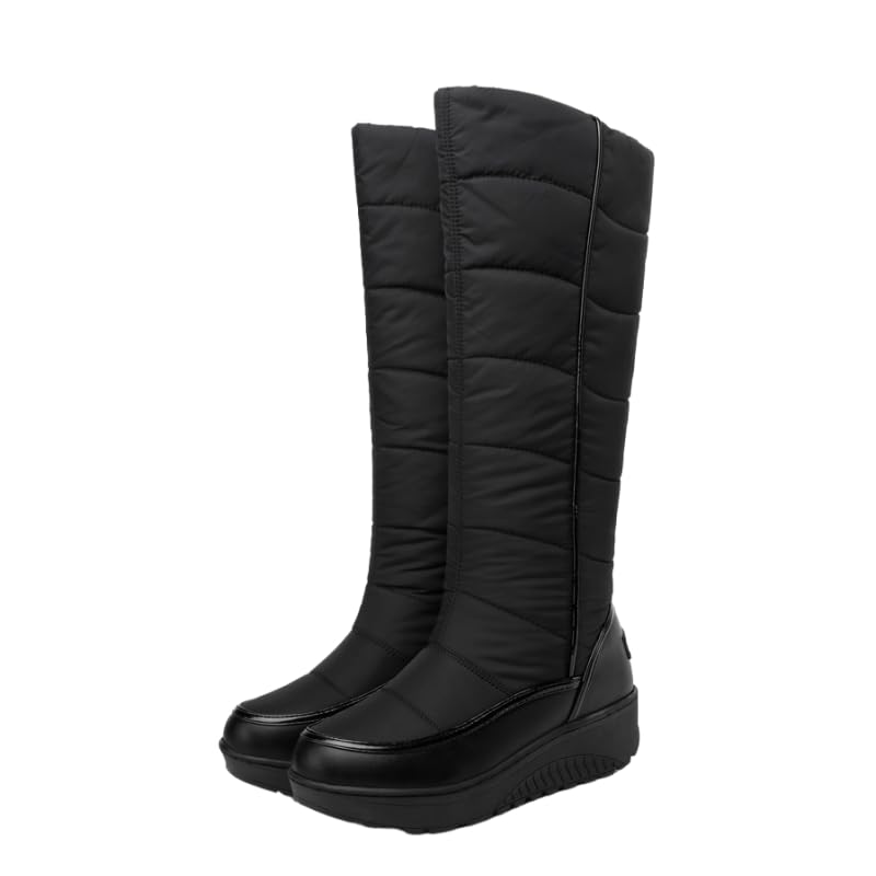 Womens Faux Fur Warm Thermal Waterproof Outdoor Walking Snow Winter Anti-slip Calf Boots Womens Platform Snow Boots